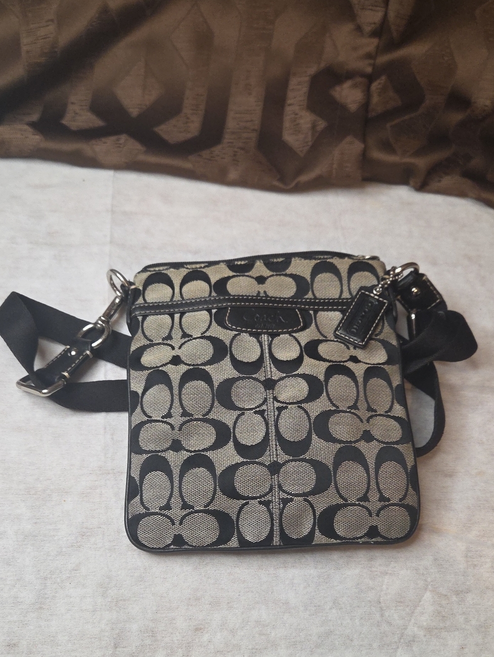 Coach Monogram Canvas Crossbody W/ Hangtag-Blue Interior